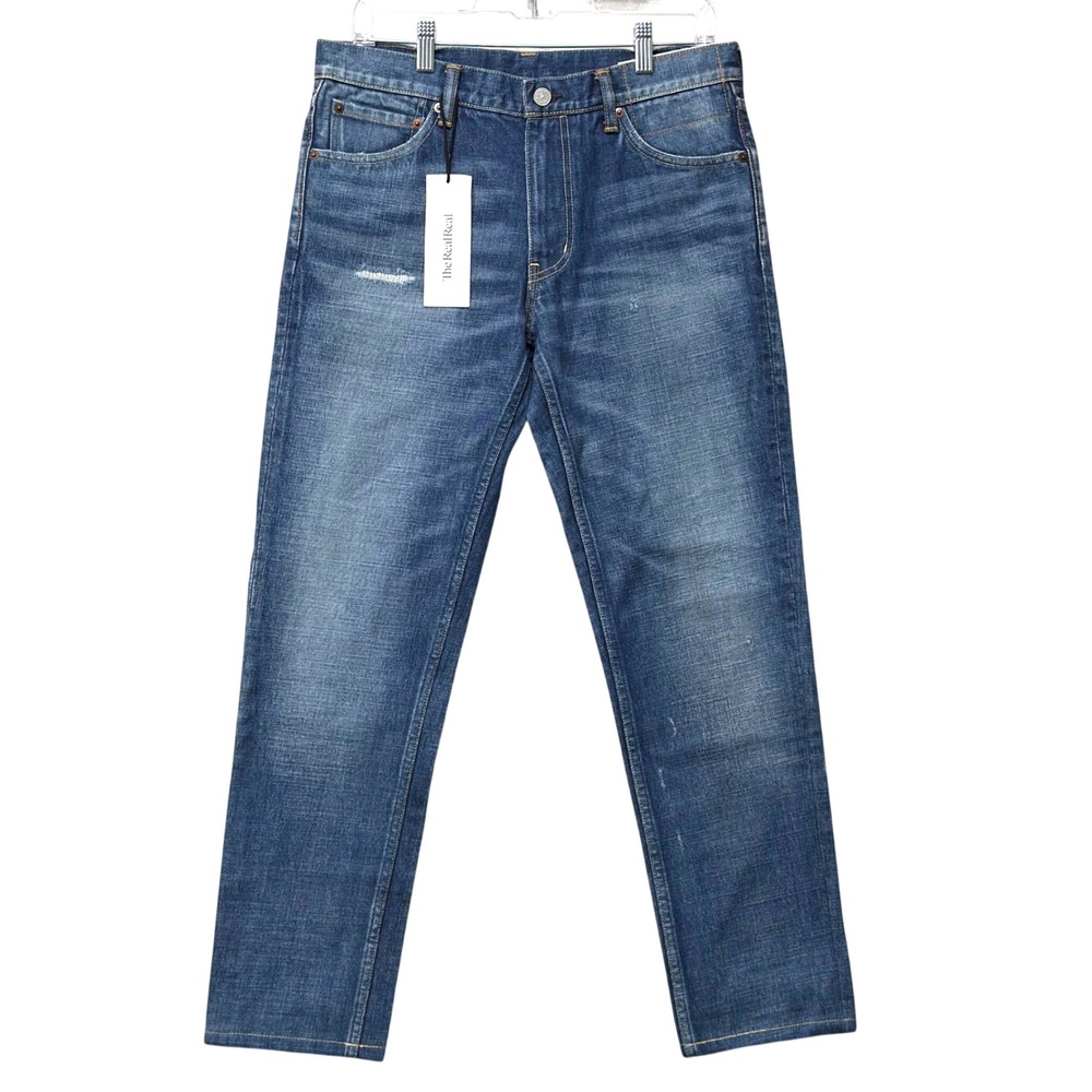 Visvim Social Sculpture 03 Jeans Mens L Distressed Blue Denim Tapered Leg